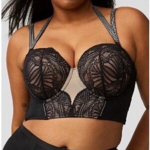 Torrid Black and Beige Lace Push Up Bra